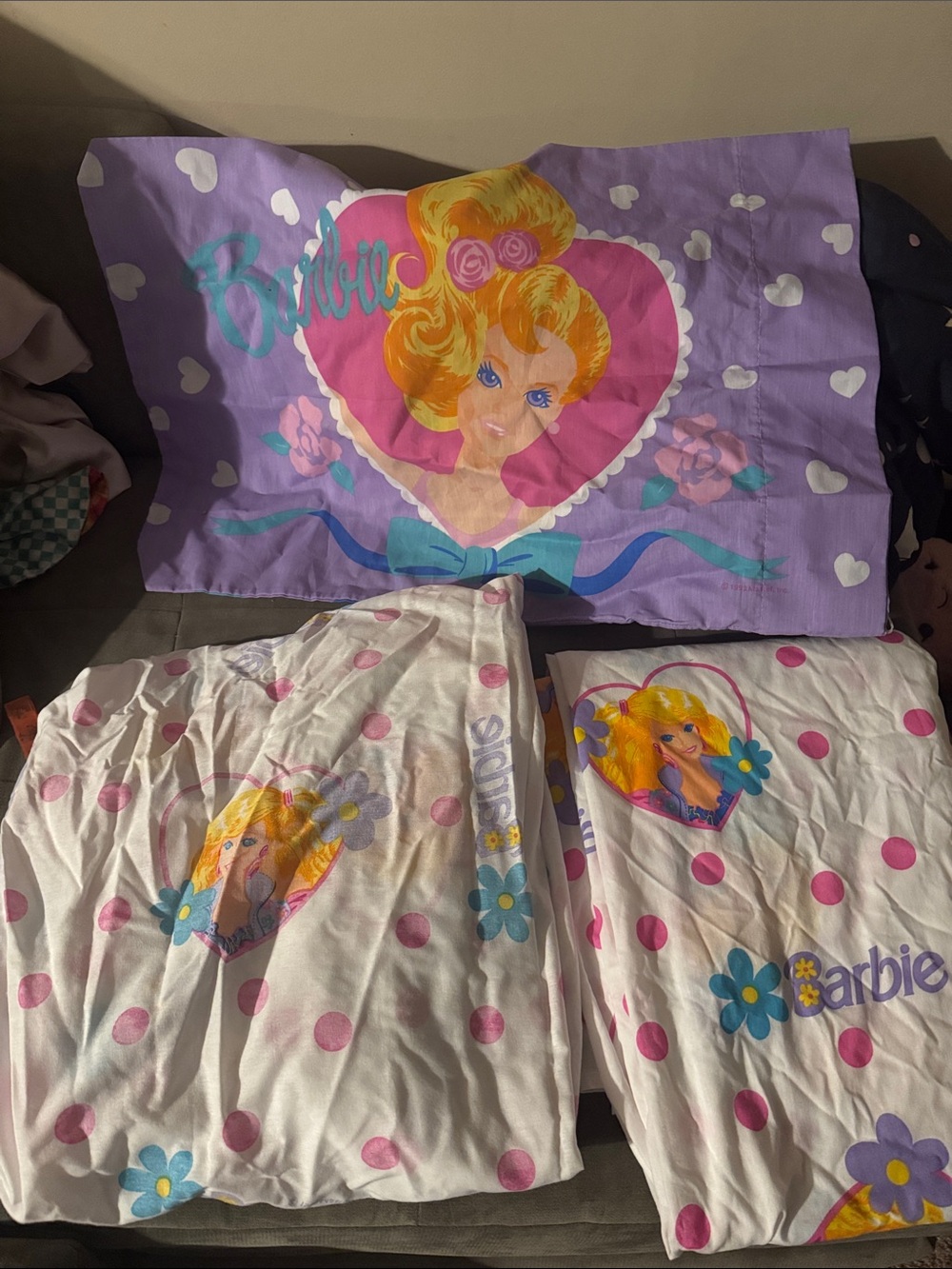 Mattel Barbie Purple Pink Polka Dot Bedding Set